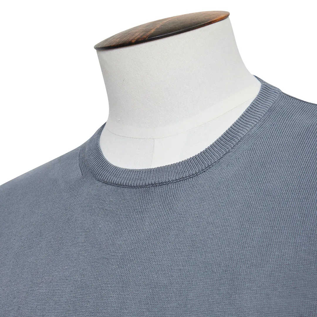 Graphite Cotton Ribbed Crewneck Sweater