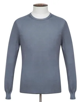 Graphite Cotton Ribbed Crewneck Sweater