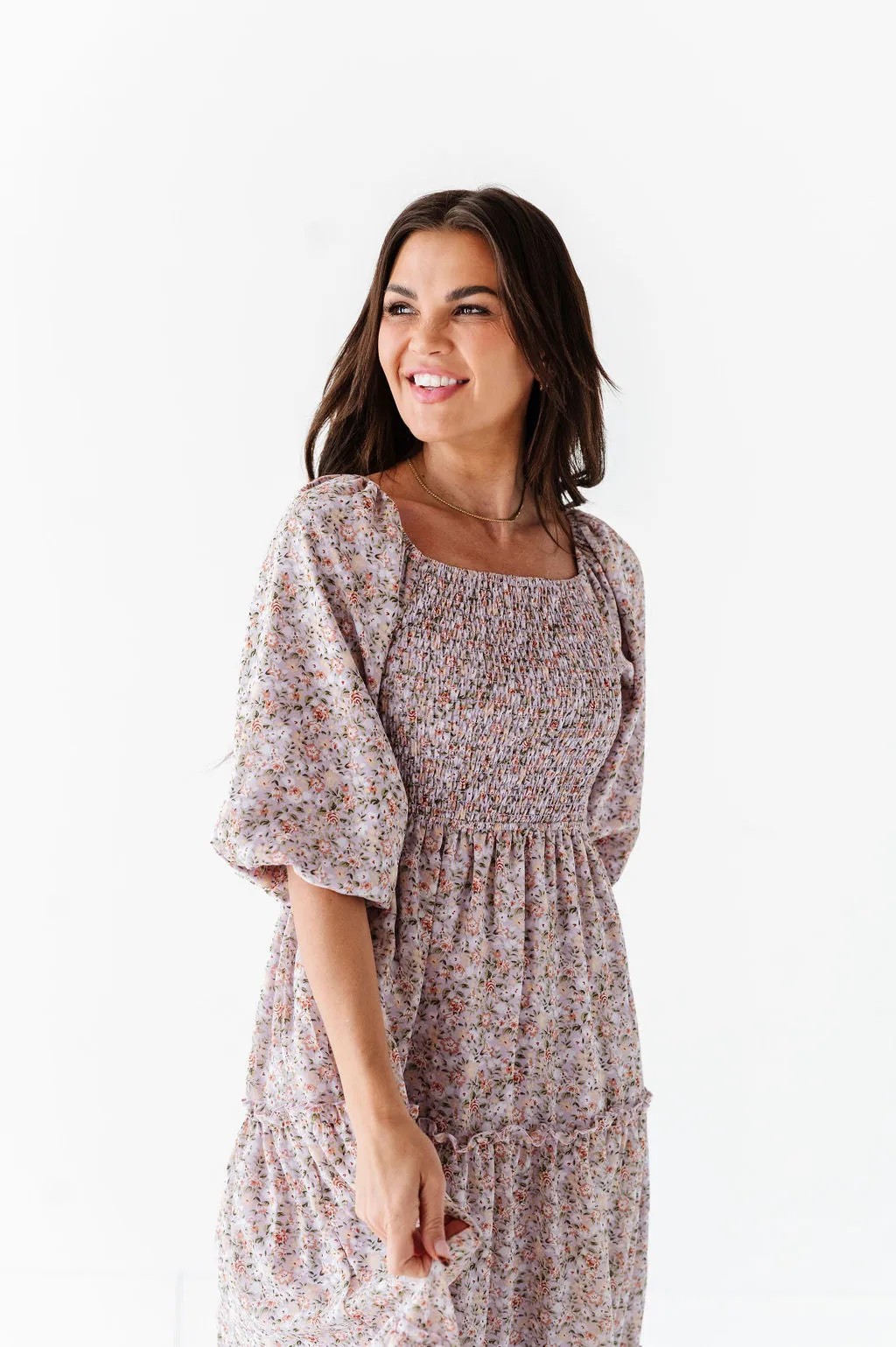 Greta Floral Dress In Lavender - Size 4X Left