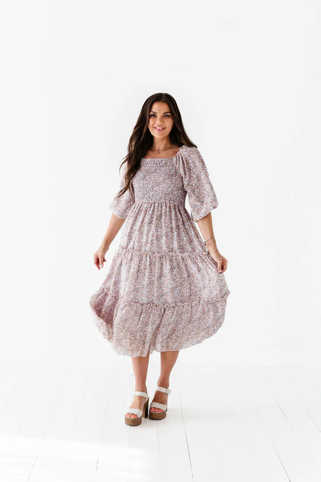 Greta Floral Dress In Lavender - Size 4X Left