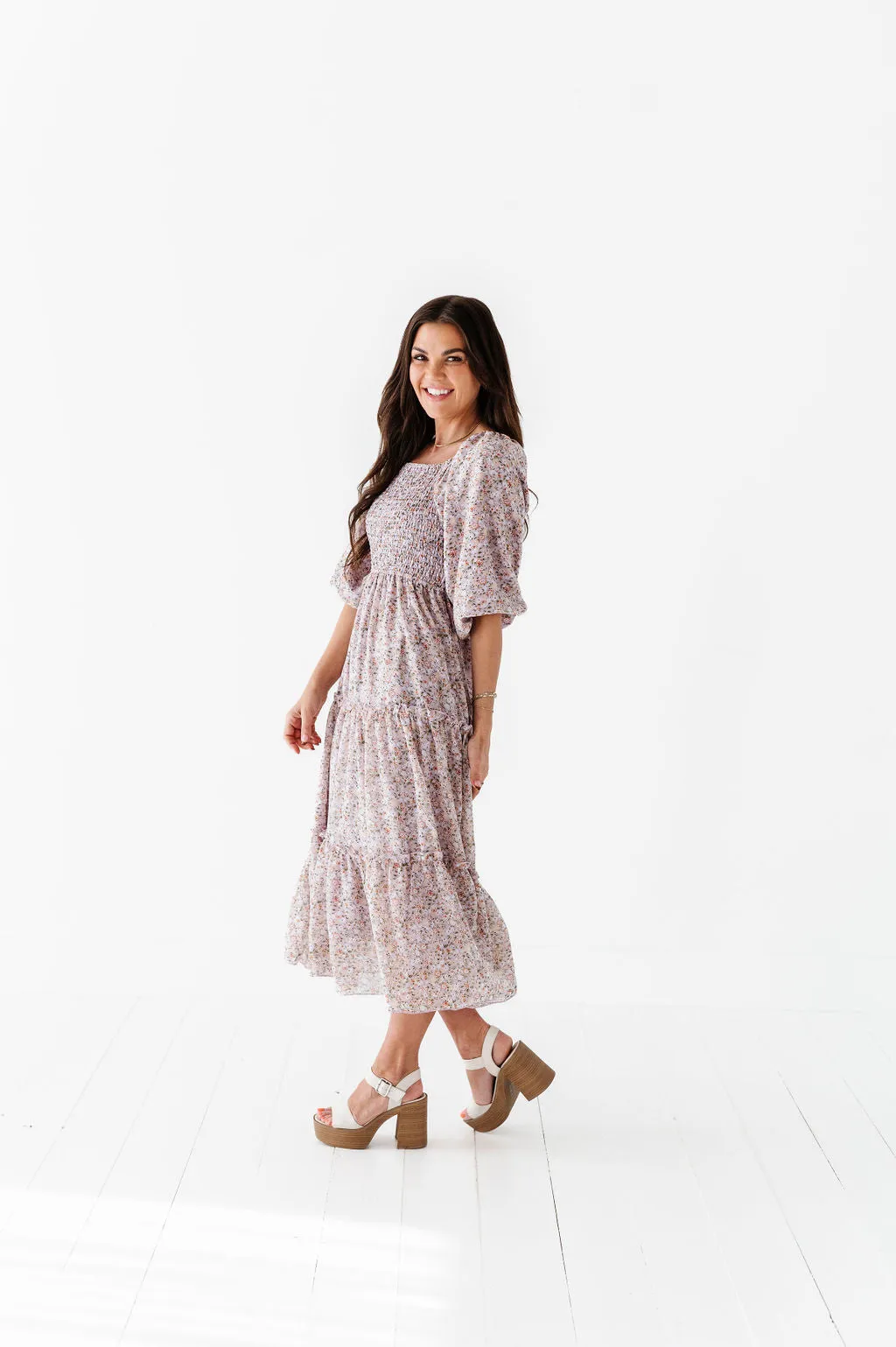 Greta Floral Dress In Lavender - Size 4X Left