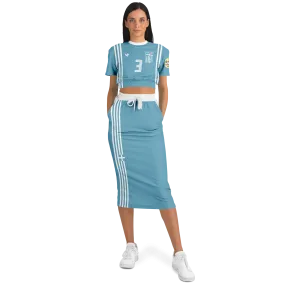 Hellas Athletic Represent Blue Cropped Short Sleeve Sweatshirt & Long Pocket Skirt