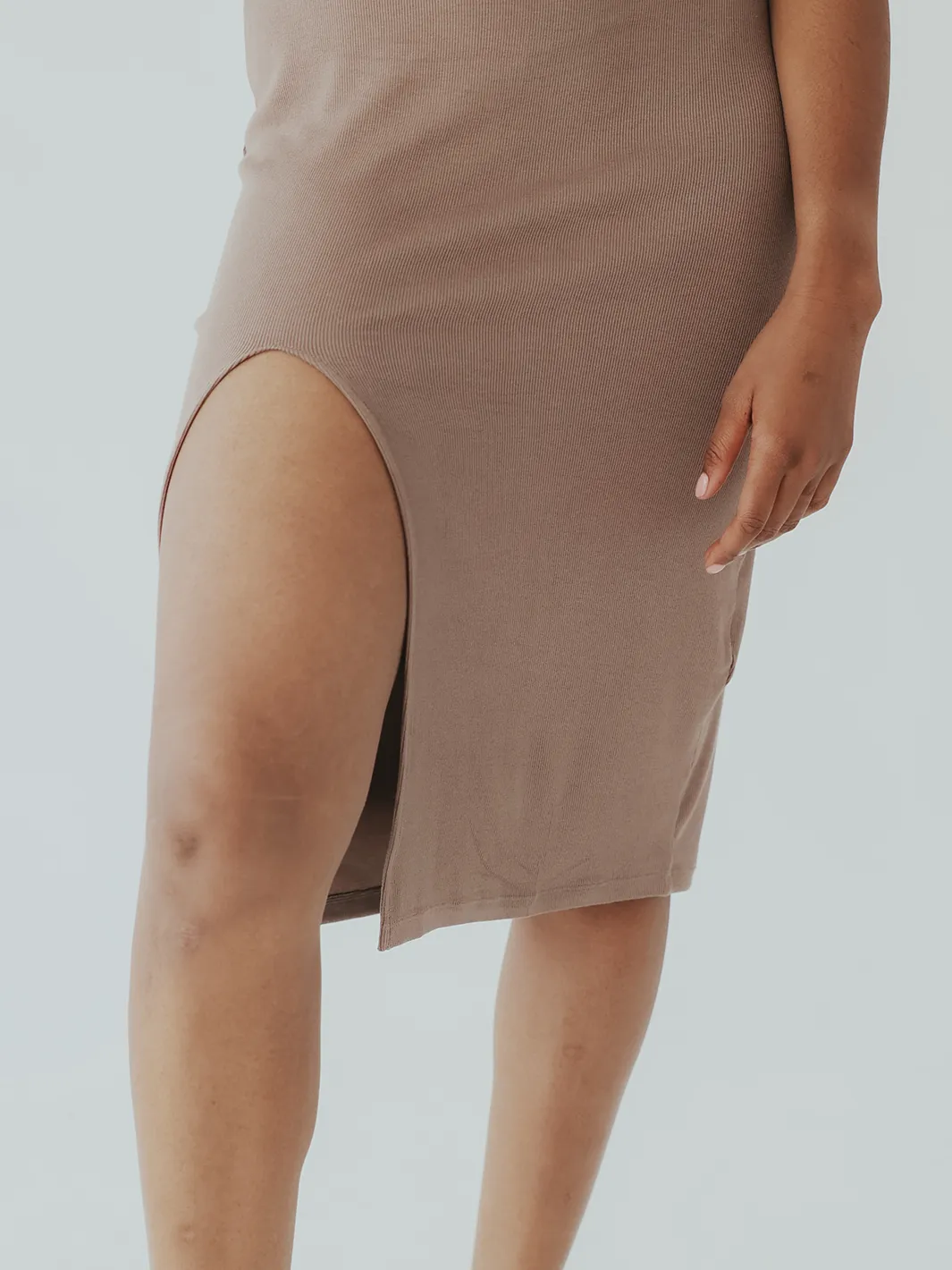 High Neck Ribbed Midi Brami Dress