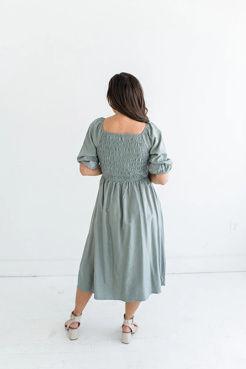 Letty Smocked Dress in Sage - Size 3X Left