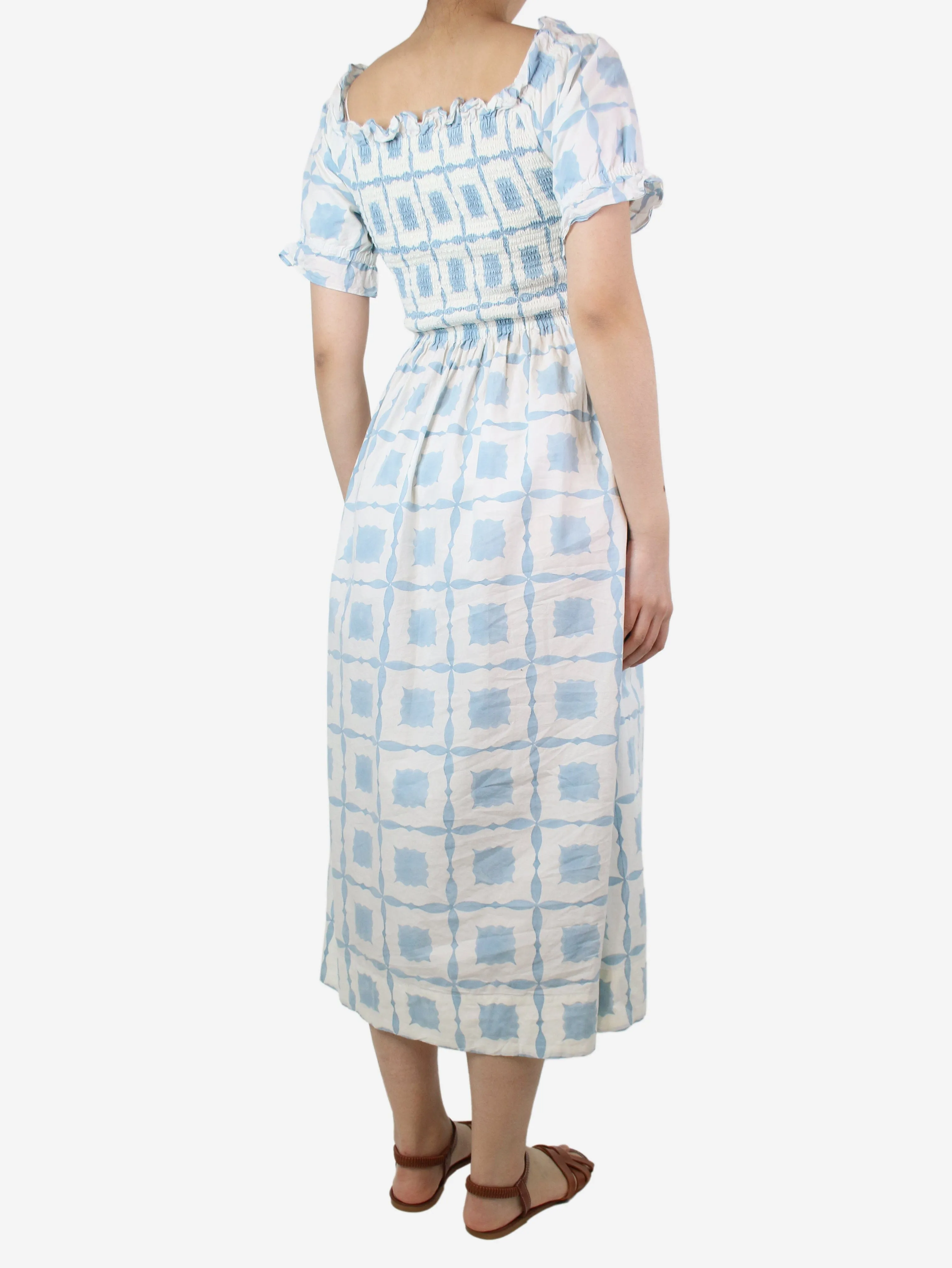 Light blue smocked printed dress - size S