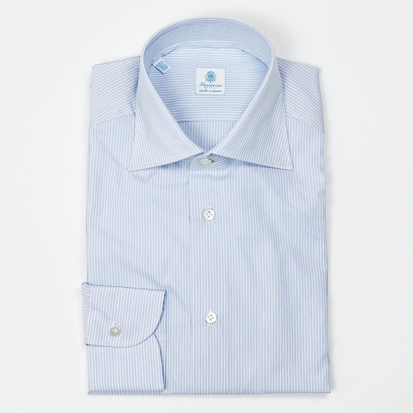 Light Blue Thin Striped Semi-cutaway Shirt