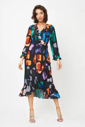 Midi Wrap Dress Abstract