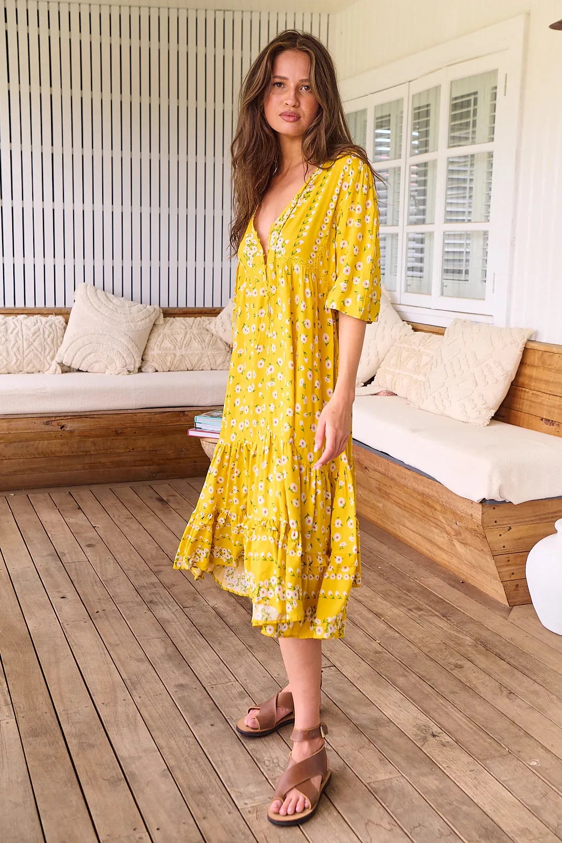 Monday Midi Dress Sunshine Daisy Print