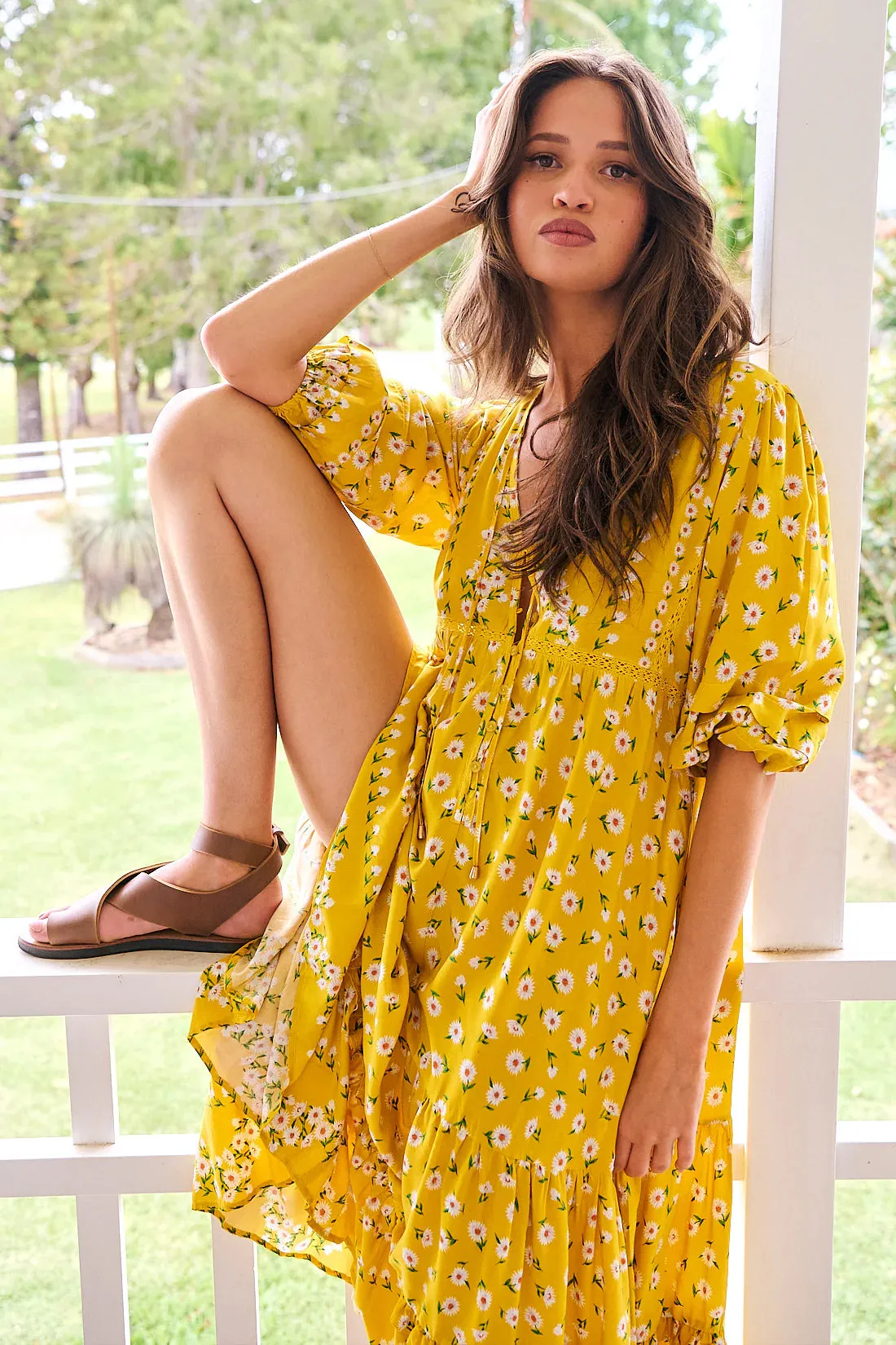 Monday Midi Dress Sunshine Daisy Print