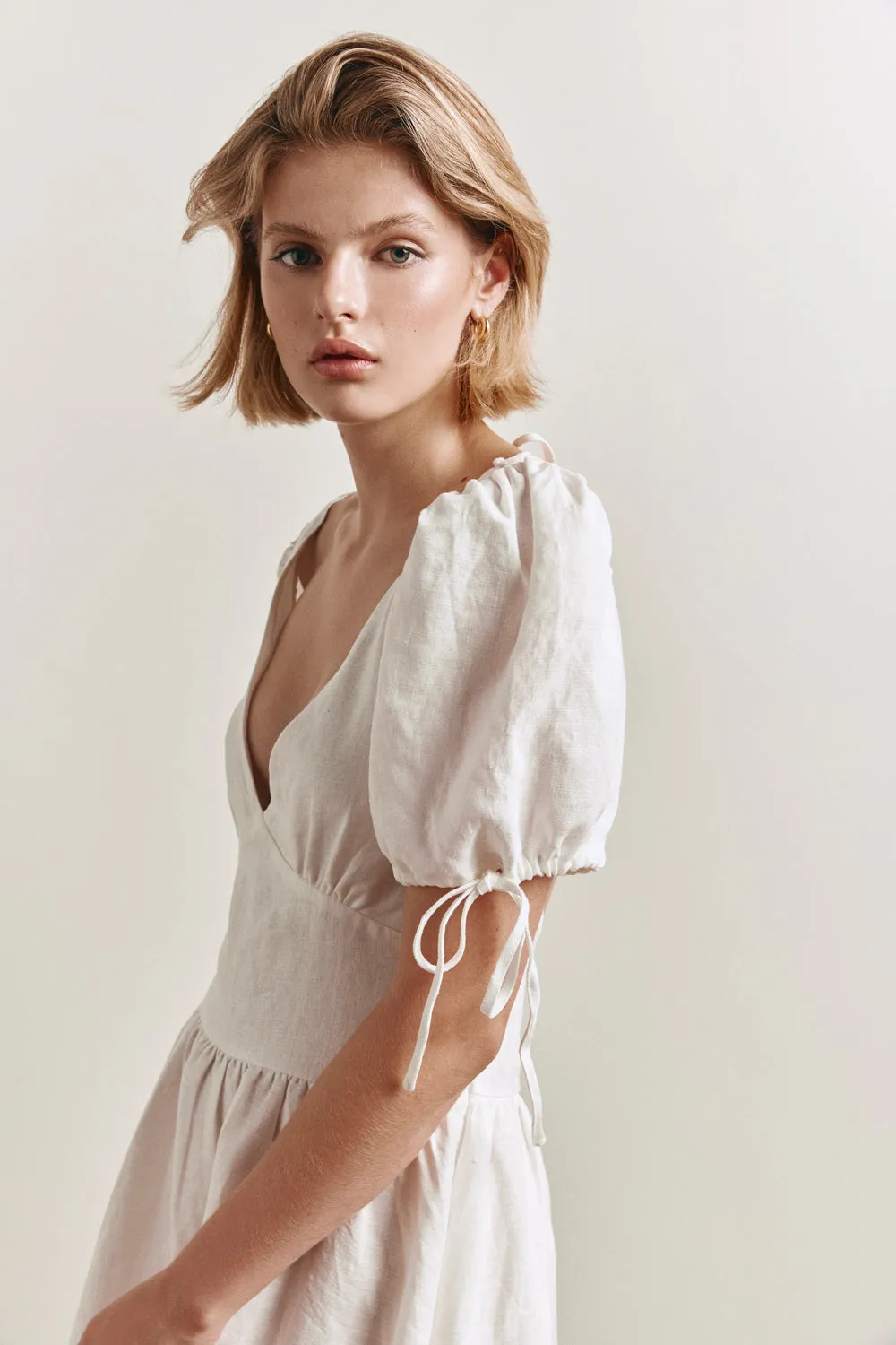 Paradiso Linen Midi Dress White