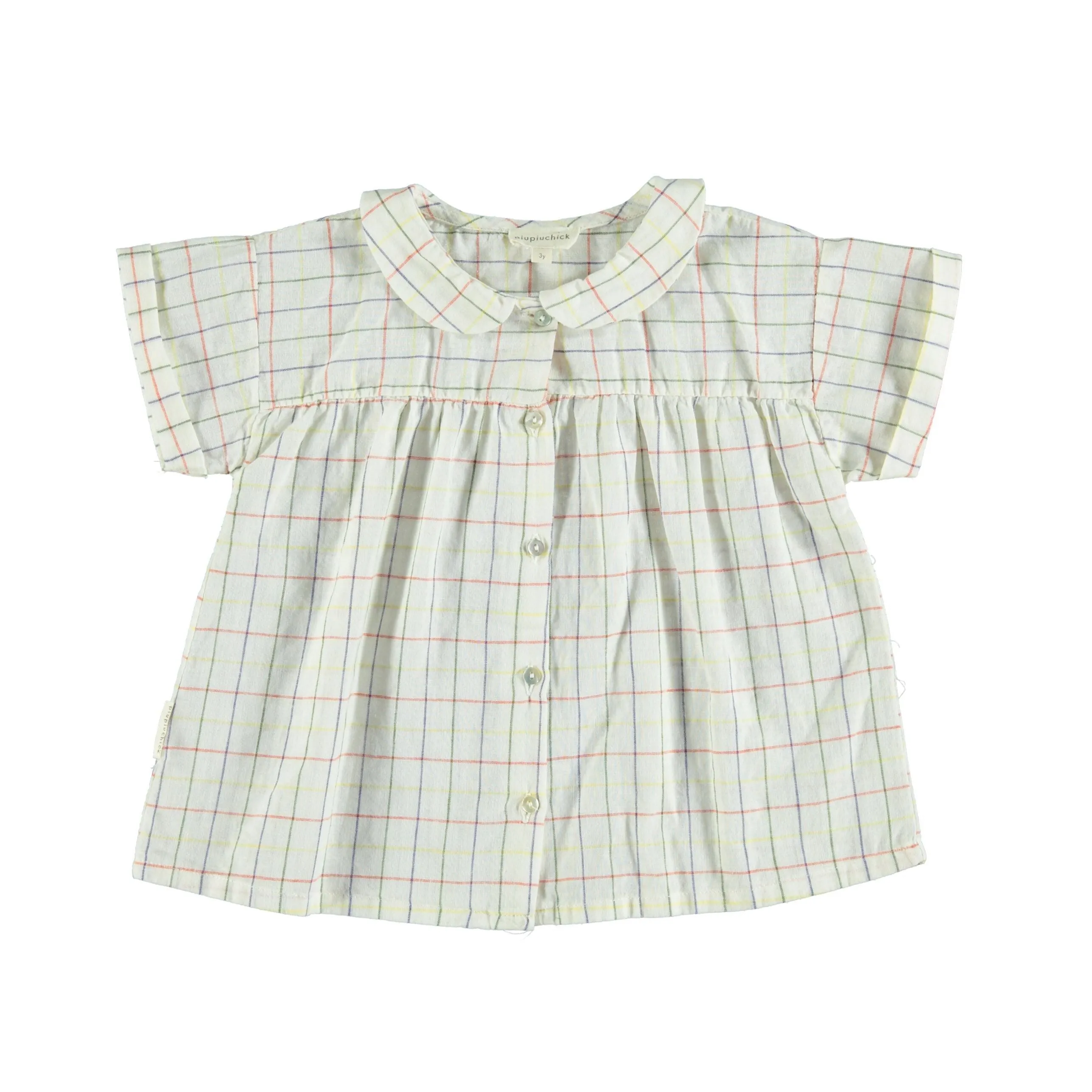 Peter pan collar blouse - Multicolored Checkered