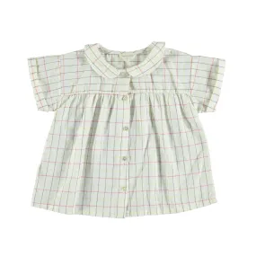 Peter pan collar blouse - Multicolored Checkered