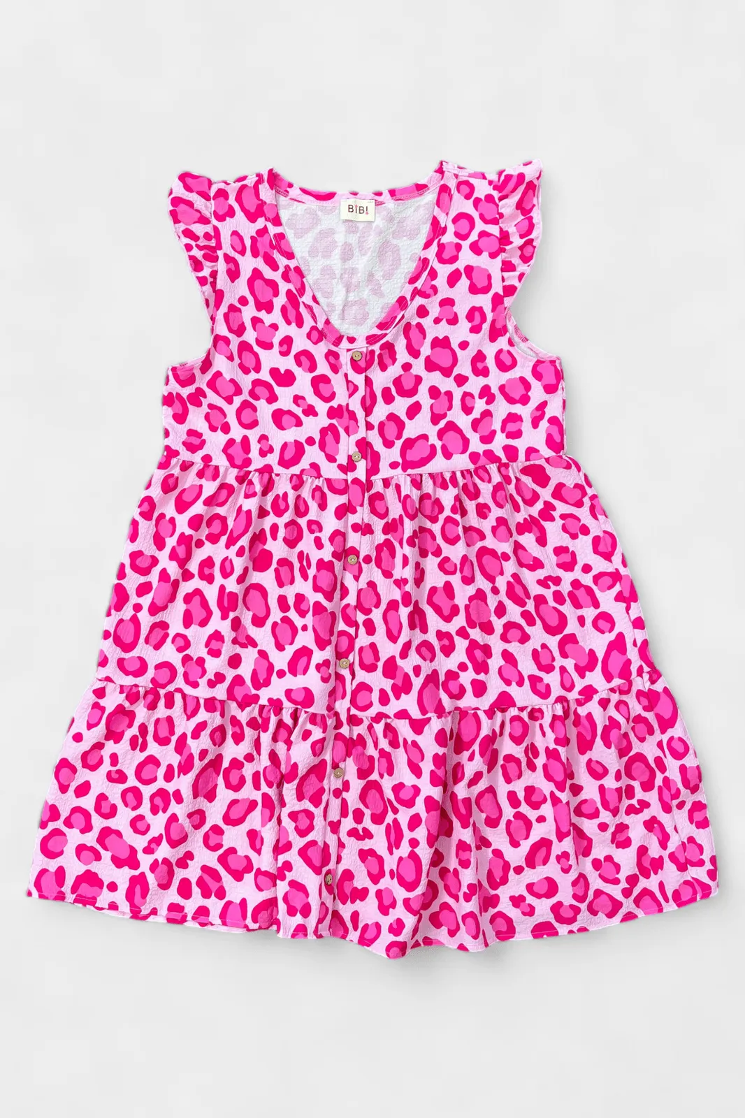 Pink Leopard Tiered Dress