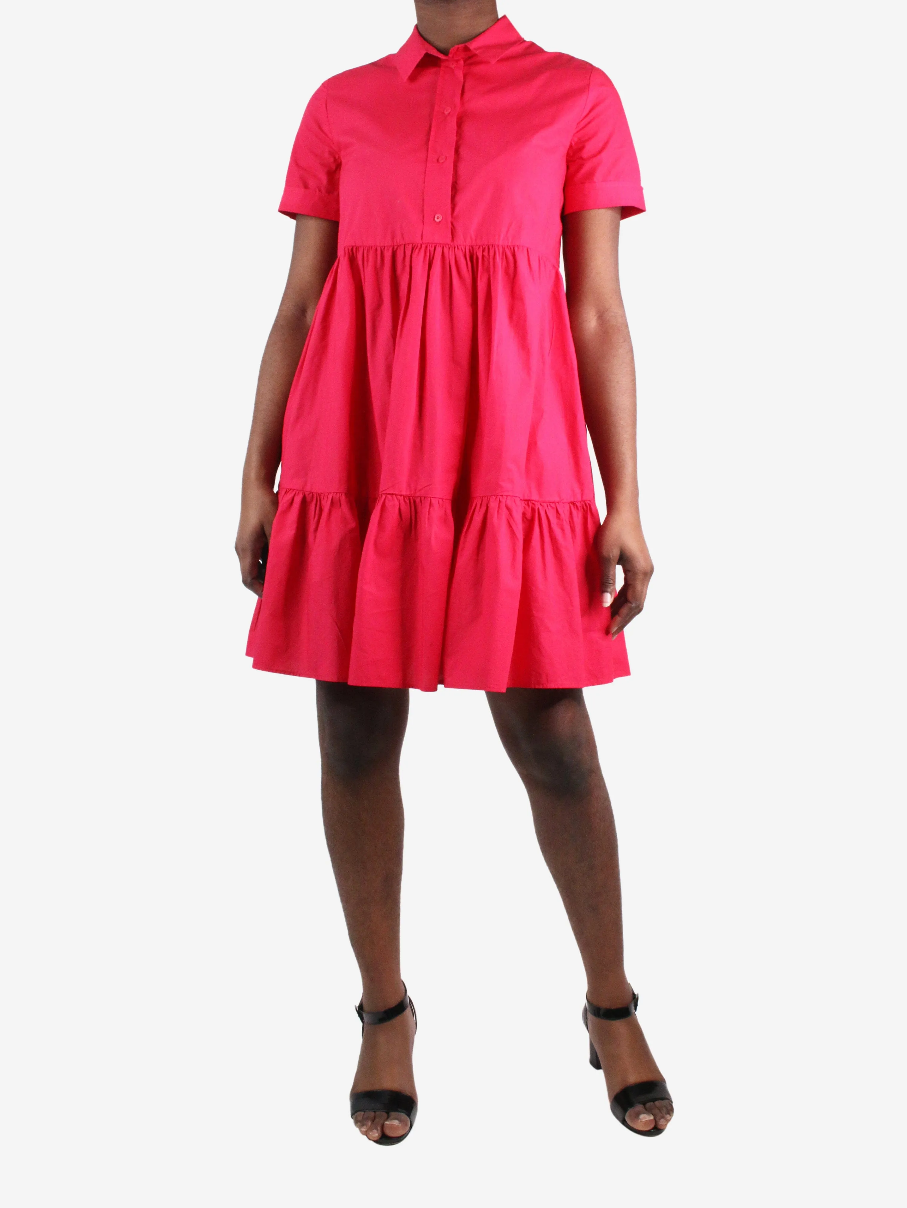 Pink short sleeved dress - size UK 10