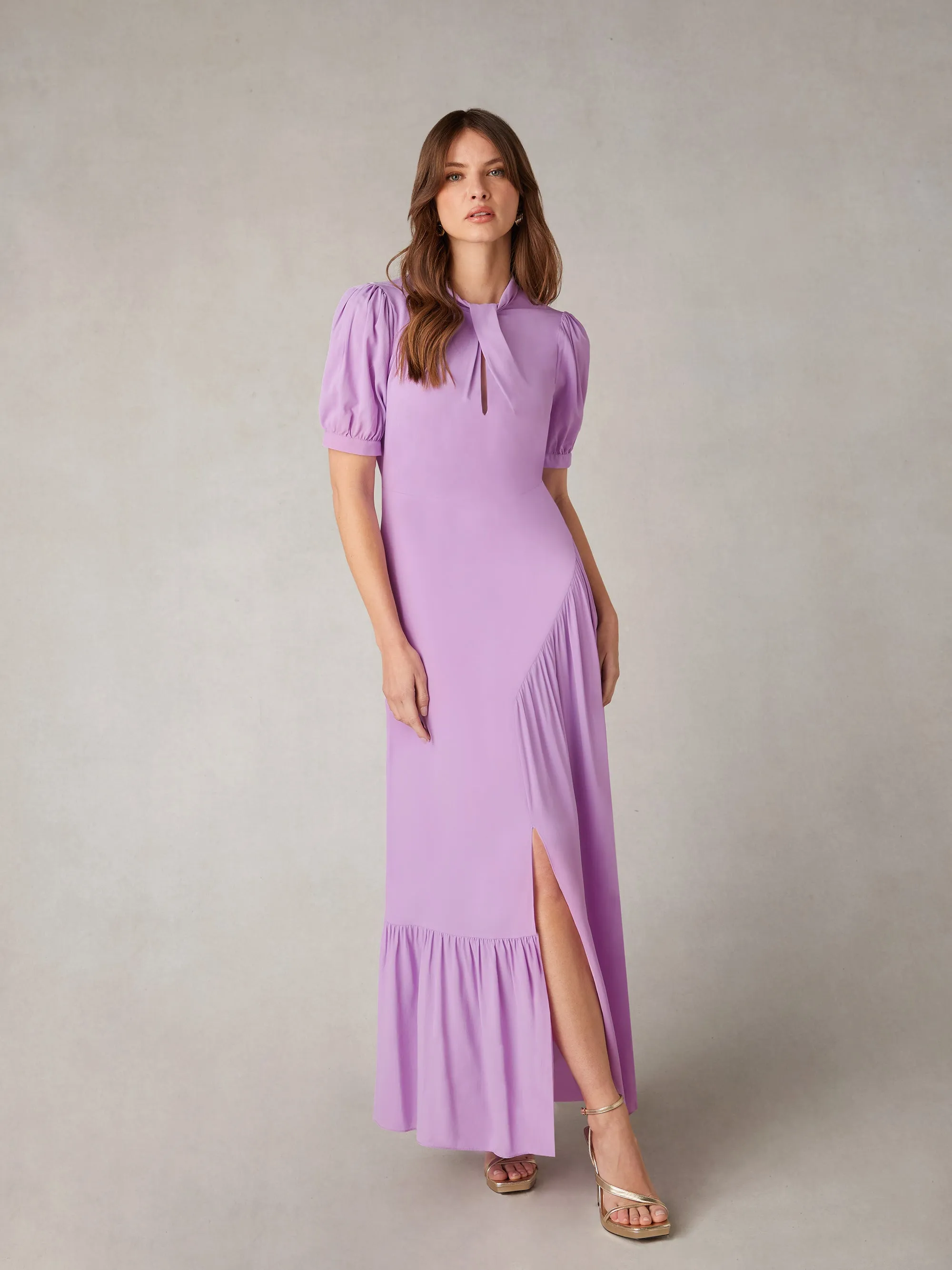 Scarlett Lilac Twist Neck Maxi Dress