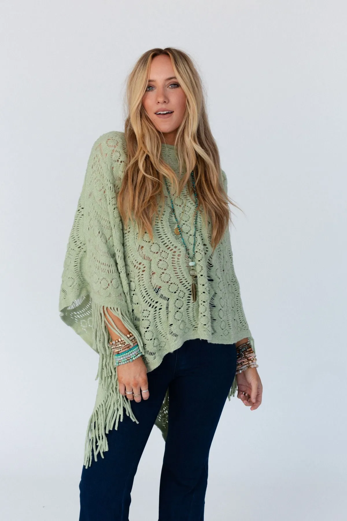 Sea Beyond Lace Poncho - Sage