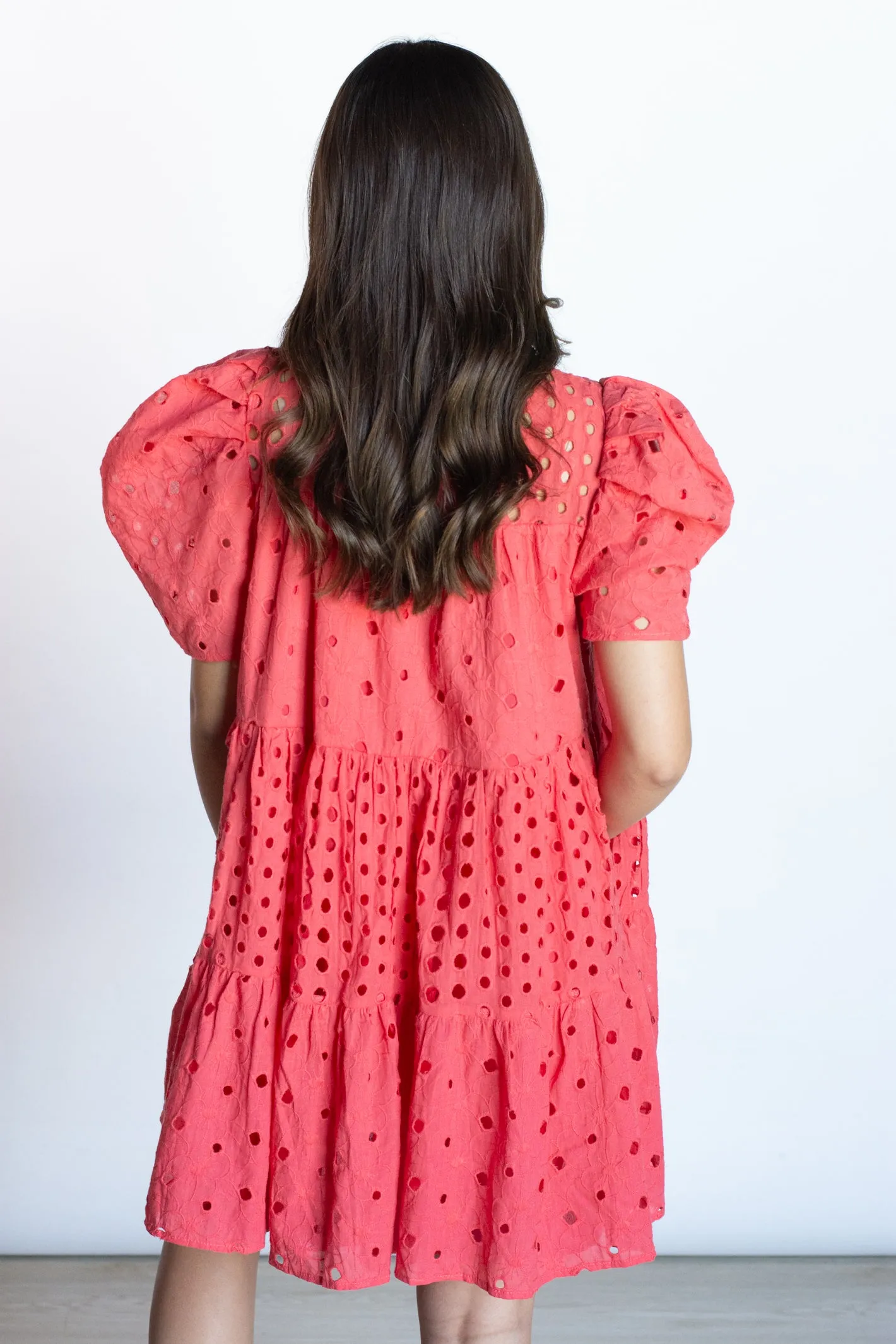 She's All Smiles Cherry Red Eyelet Dress