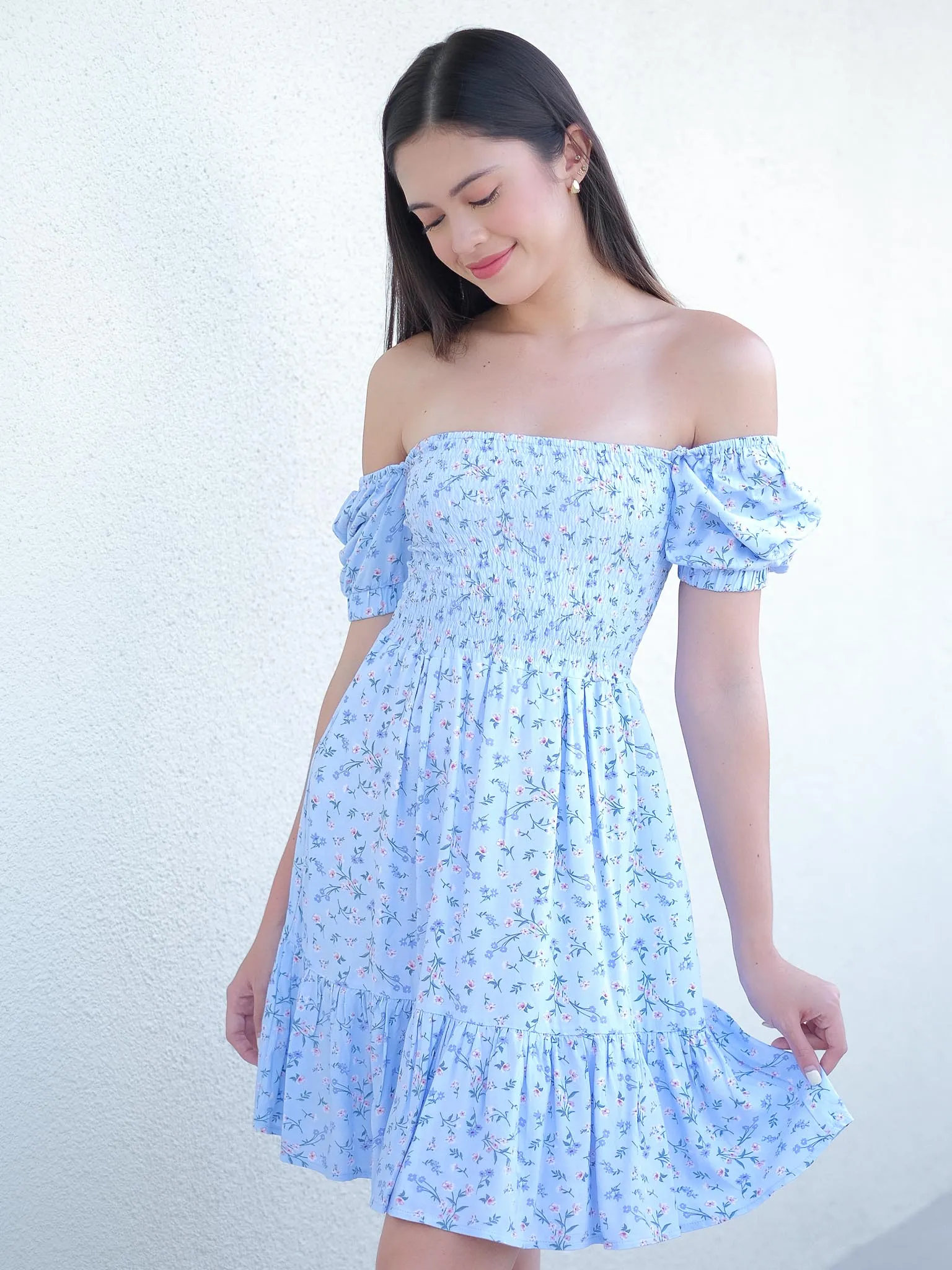 Shiella mini dress - blue daisies