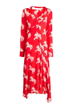 Stella McCartney Pixel Horses Long Dress - Red