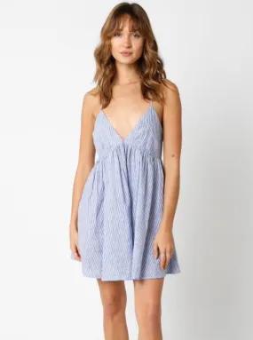 Summer Stripe Dress in Denim White