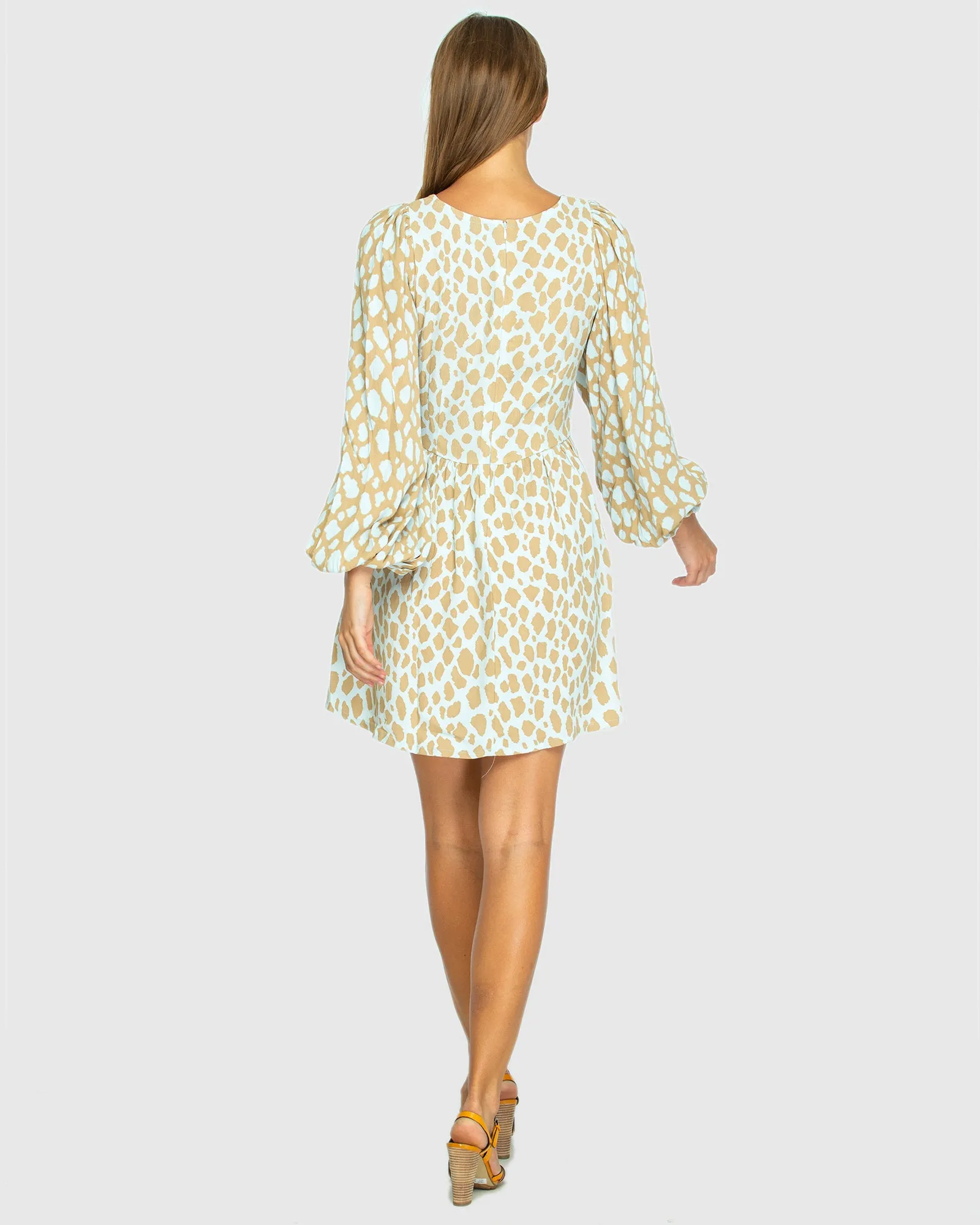 THE SWING DRESS - Giraffe Taupe/Powder Blue