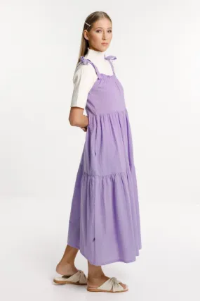 Tie Up Ziggy Purple Rose Tiered Midi Dress