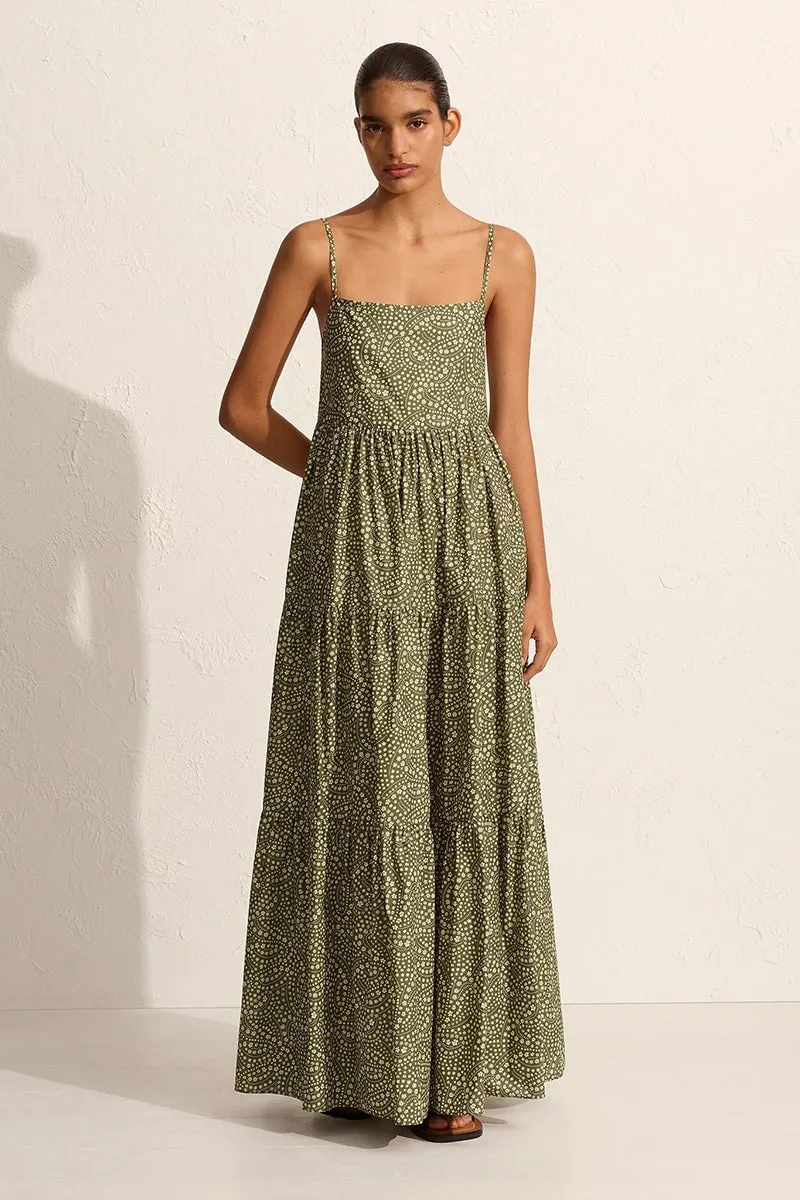 TIERED LOW BACK SUNDRESS-JASMINE OLIVE