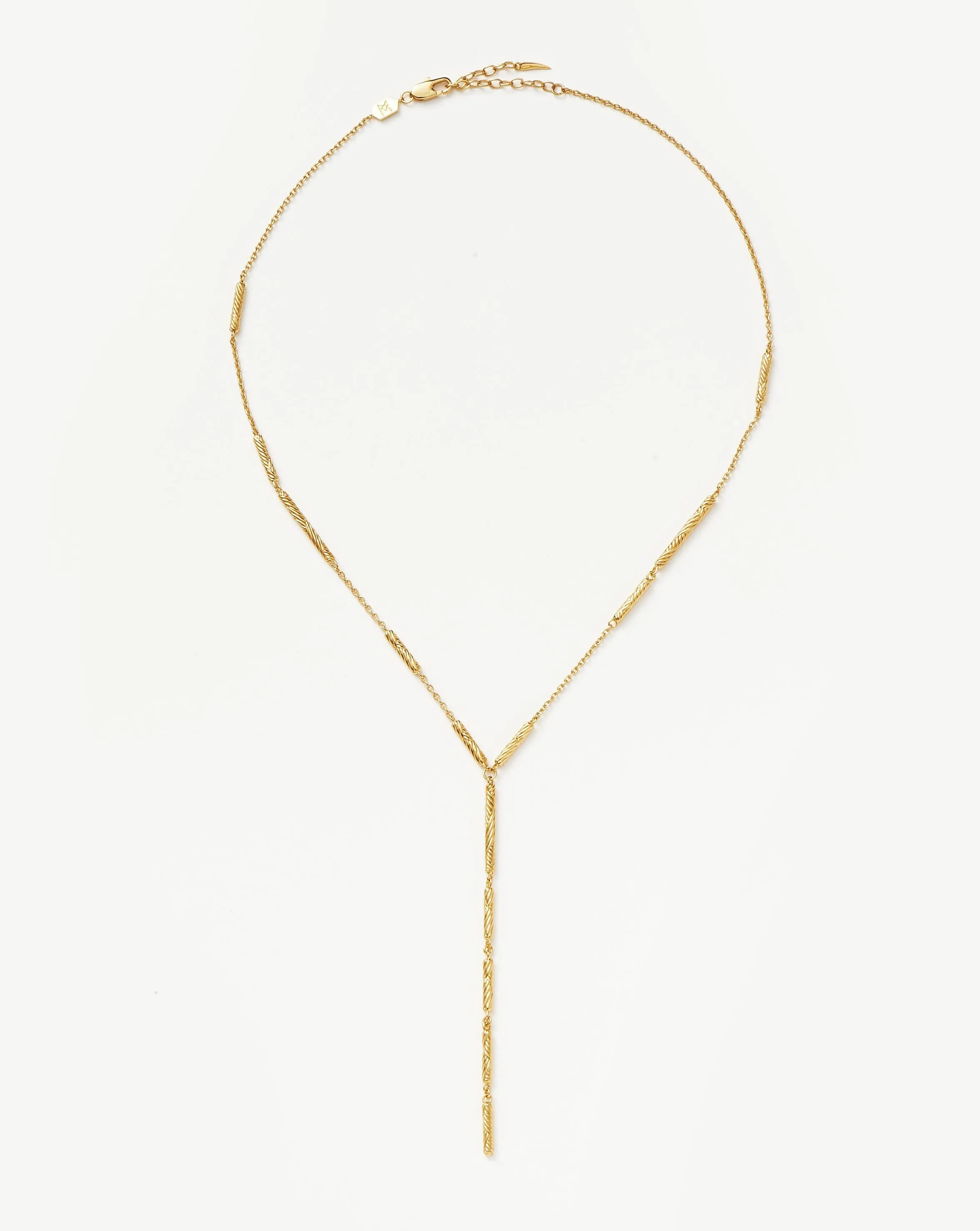 Wavy Ridge Lariat Chain Necklace