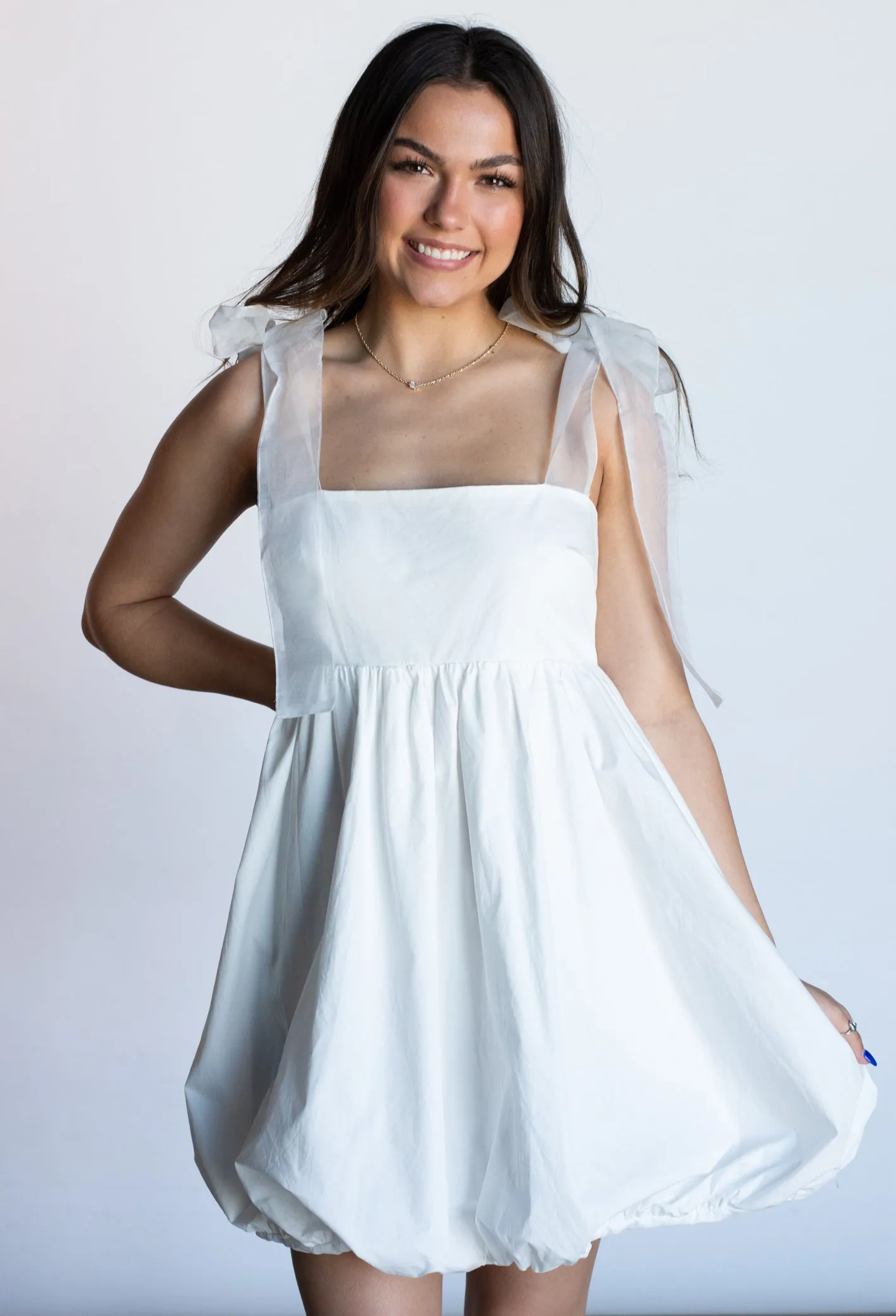 Whimsical Mood White Bubble Dress