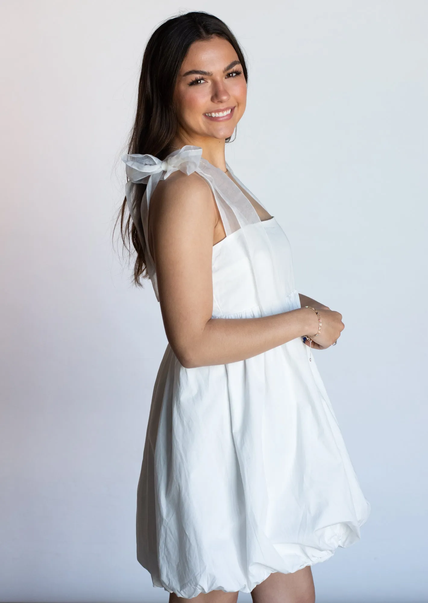 Whimsical Mood White Bubble Dress