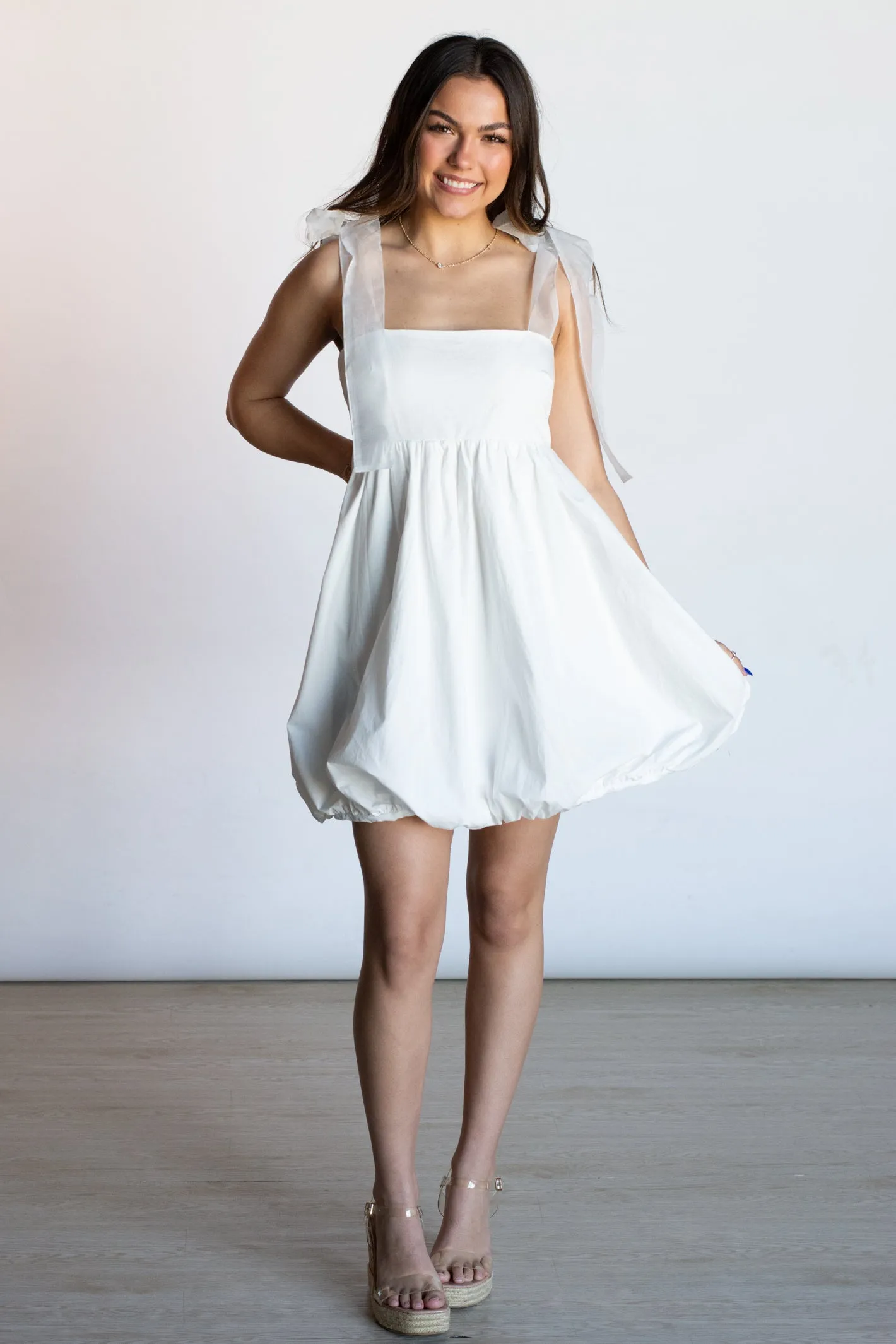 Whimsical Mood White Bubble Dress