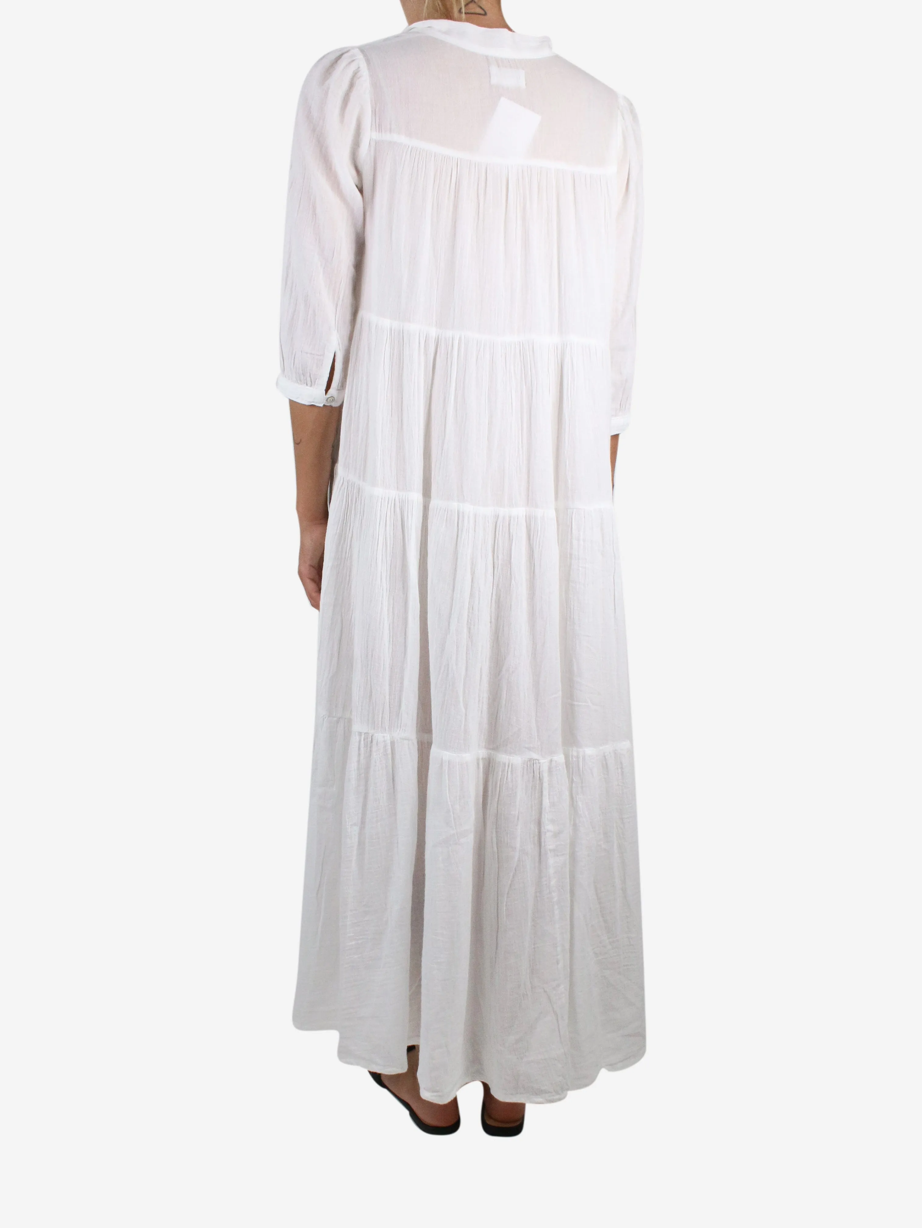 White cotton tie-neck midi dress - size S