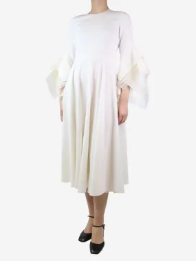 White silk organza-trimmed crepe midi dress - size UK 8