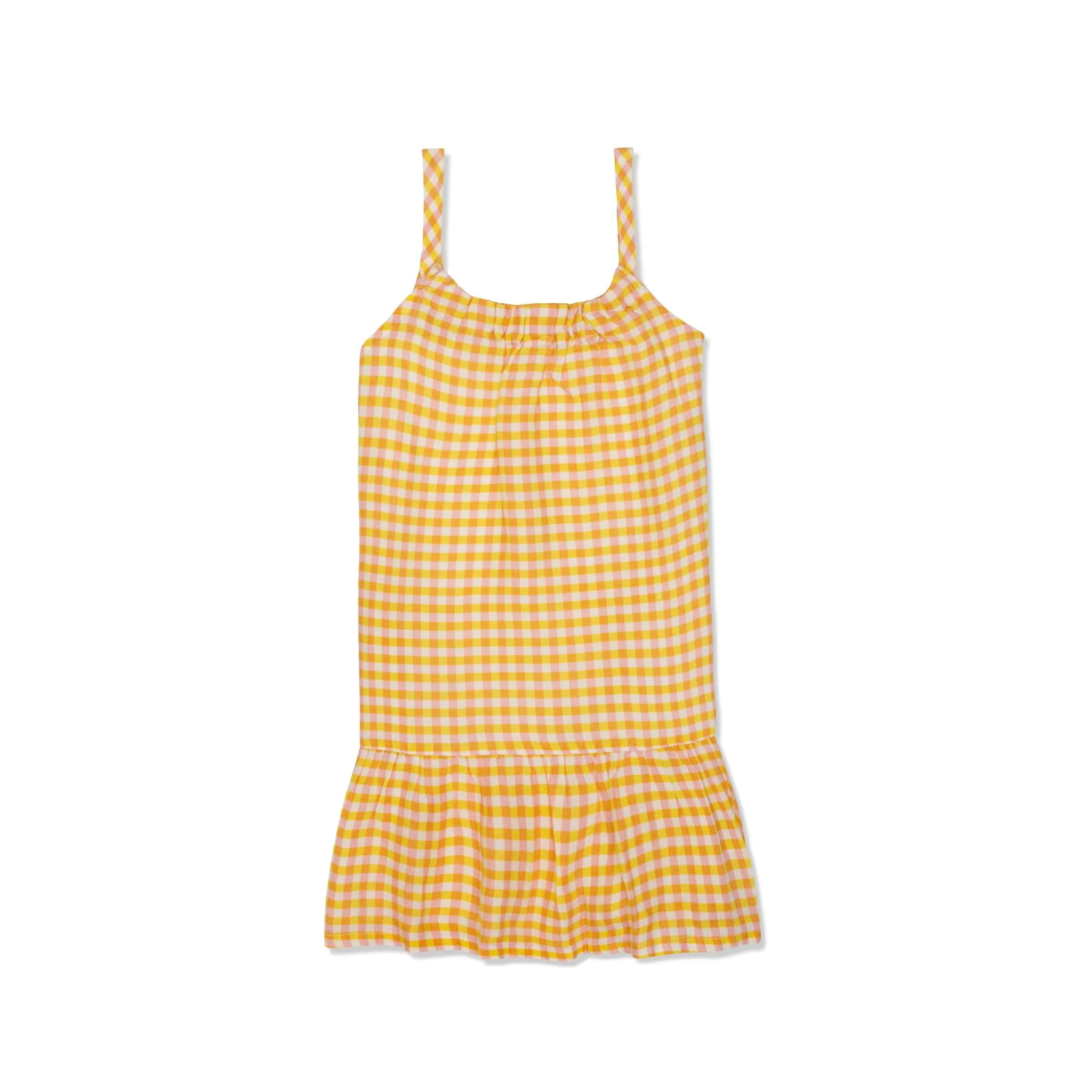 Yellow Gingham Linen Kid Dress